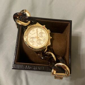 Michael Kors Gold Watch with Brown Tortoise Links